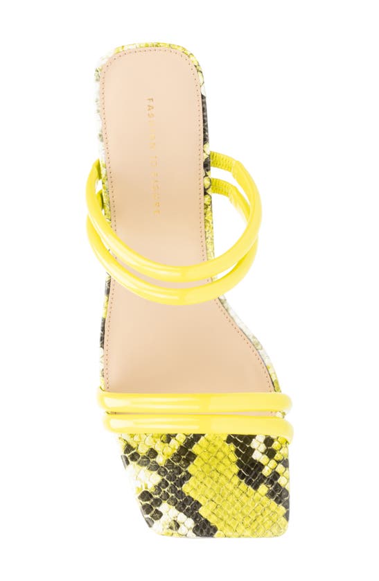 Fashion To Figure Lanna Snake Embossed Heeled Sandal In Yellow