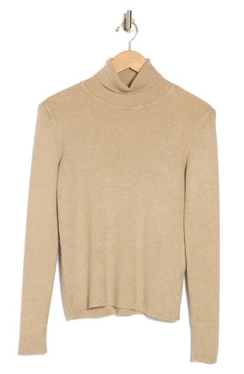 T Tahari Turtleneck Sweater In Toasted Camel Heather