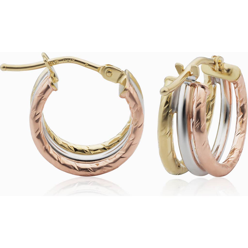 Oradina Women's 14k Yellow Gold Unity Mini Hoops In 14k Tricolor Gold
