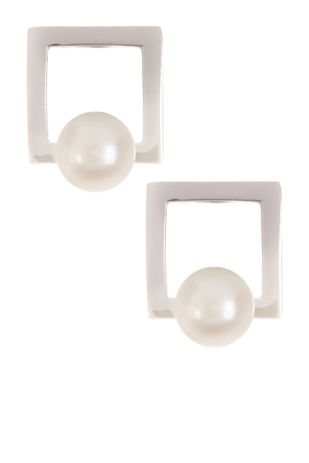 Splendid Pearls Square 6-6.5mm Cultured Freshwater Pearl Earrings In White