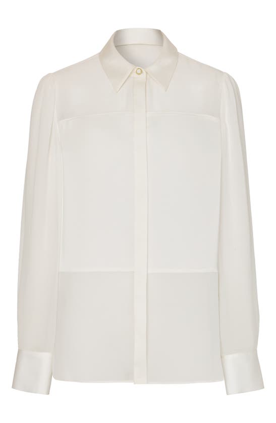 Shop Milly Andy Semisheer Satin Button-up Top In White