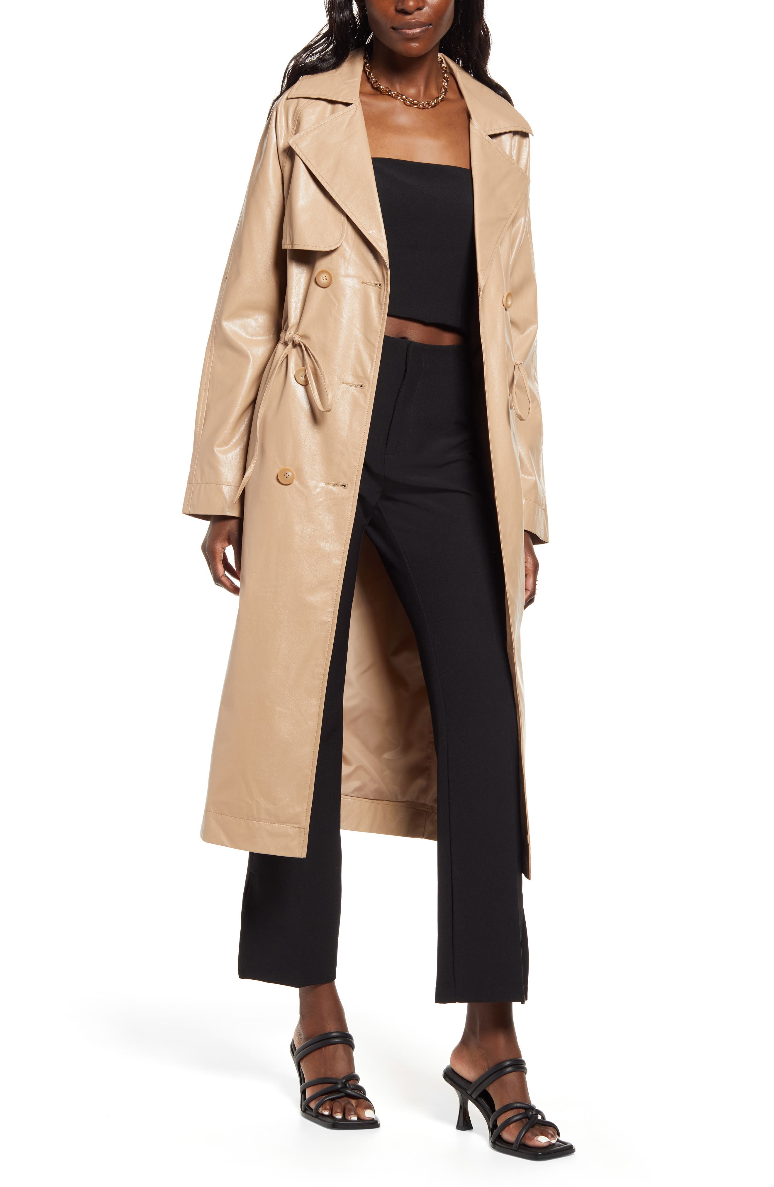 shiny trench coat womens