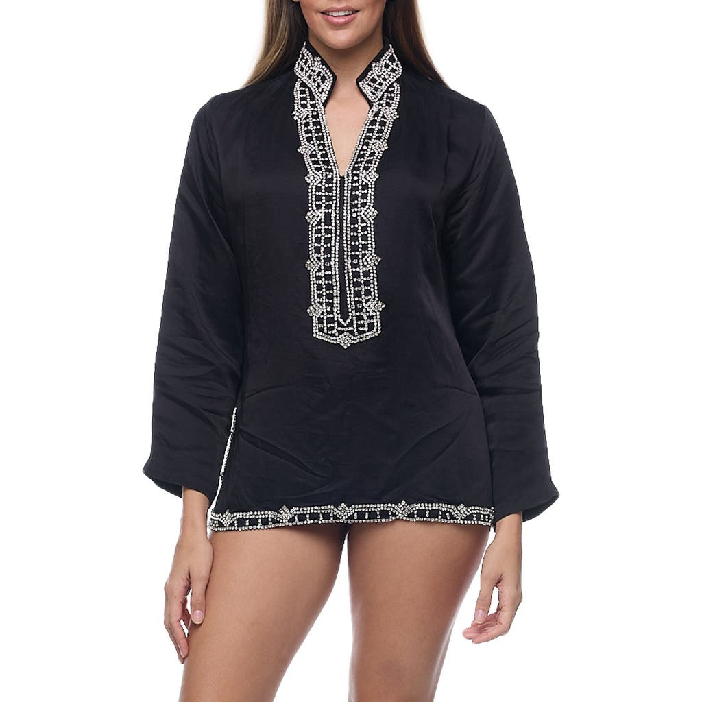 Shop Ranee's Ranees Embellished Long Sleeve Tunic In Black