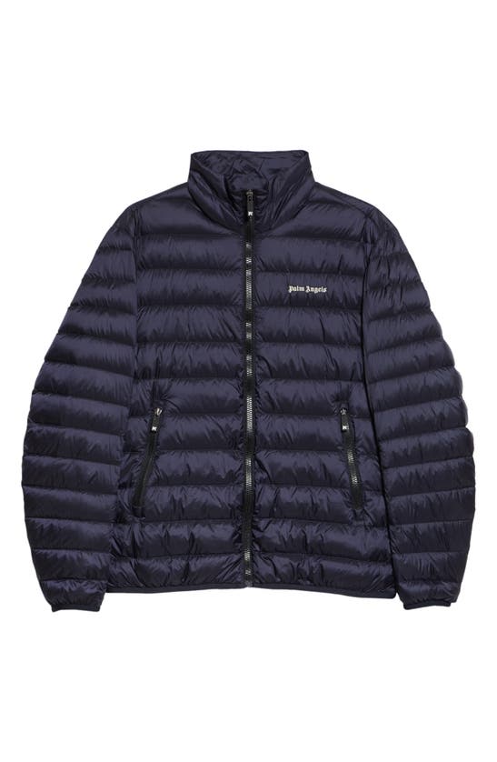 Shop Palm Angels Classic Logo Down Puffer Jacket In Navy Blue