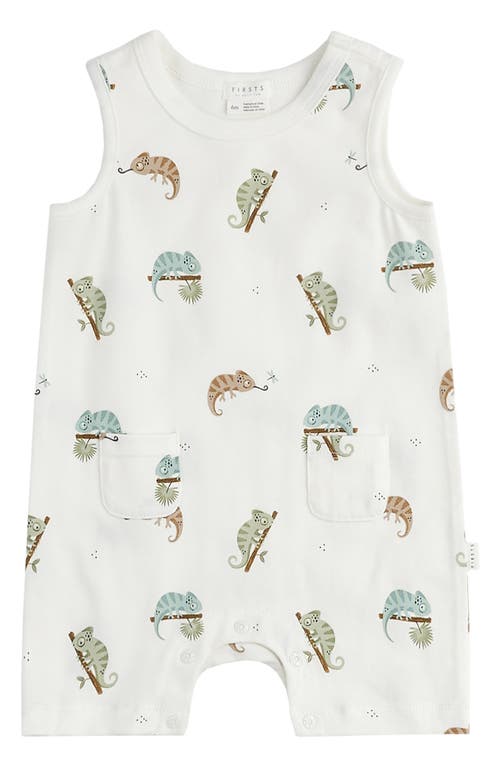 FIRSTS by Petit Lem Chameleon Print Sleeveless Romper Off White at Nordstrom,