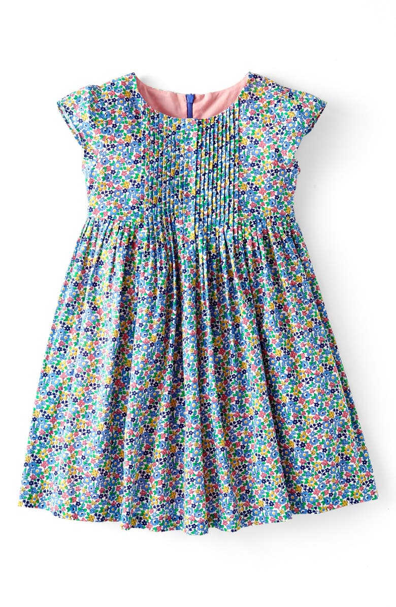 Mini Boden 'Pretty Pintuck' Print Cotton Dress (Toddler Girls) Nordstrom
