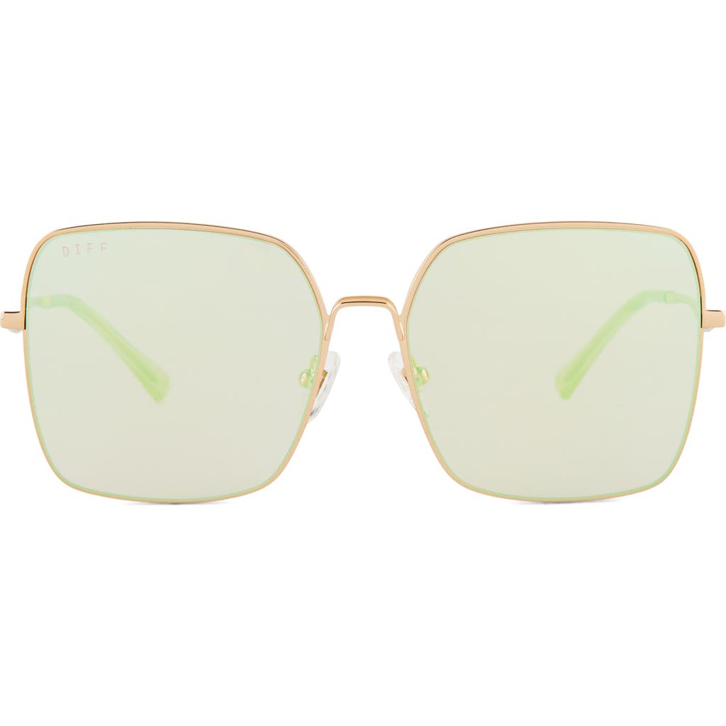 Diff Clara 59mm Mirrored Square Sunglasses In Gold