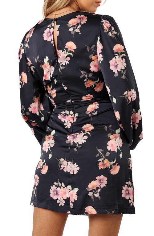Petal And Pup Petal & Pup Emillia Floral Print Long Sleeve Minidress In Black