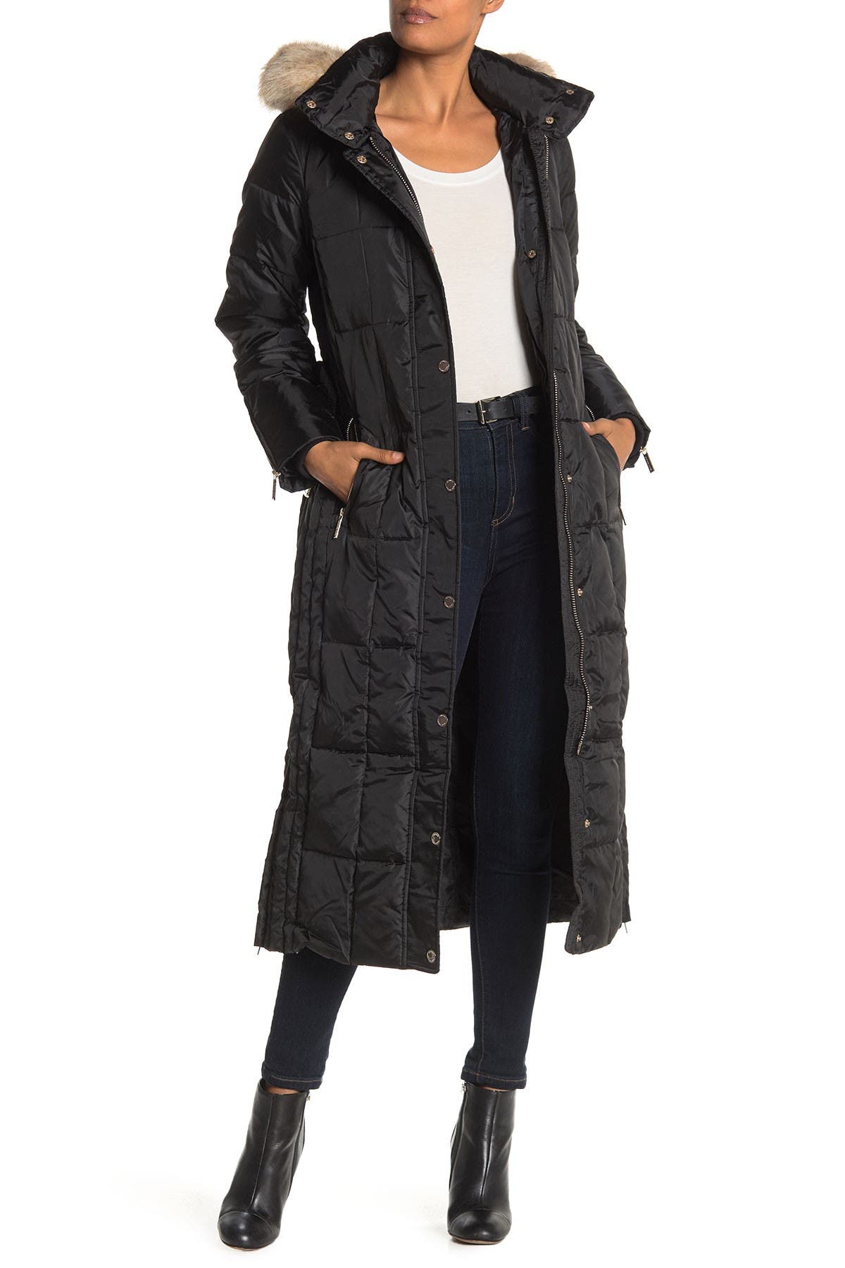 michael kors faux fur hooded coat