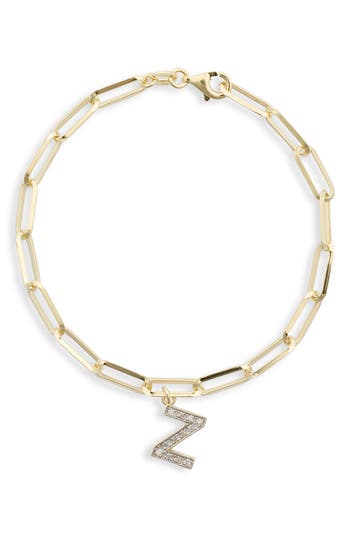 Meshmerise Diamond Initial Charm Bracelet In Yellow-z