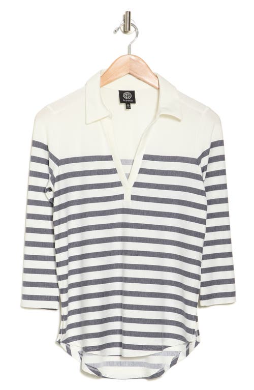 Shop Bobeau French Terry Top In Ivory/navy