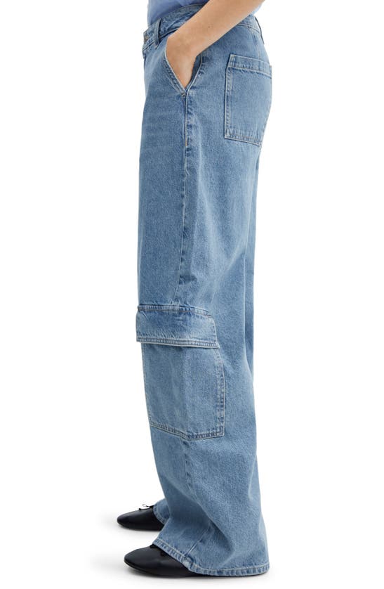 Mango Straight Leg Cargo Jeans In Medium Blue