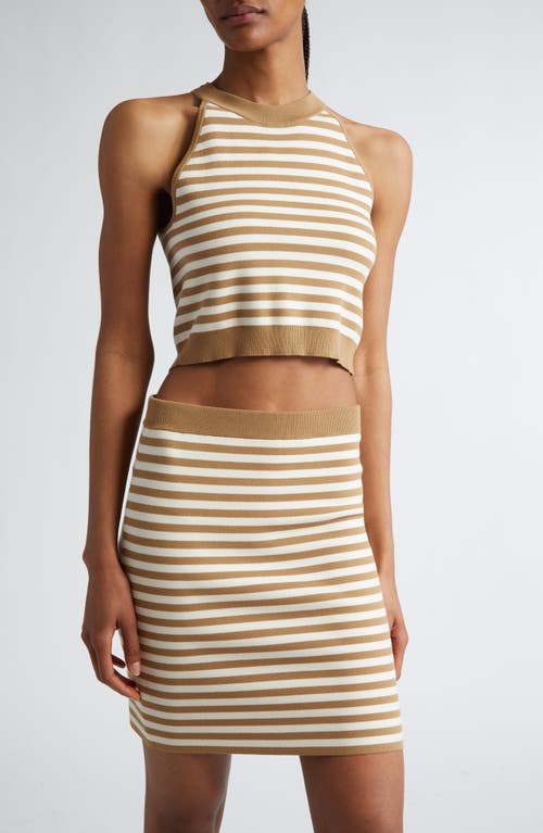 Shop Max Mara Tenna Stripe Sleeveless Crop Sweater In Honey