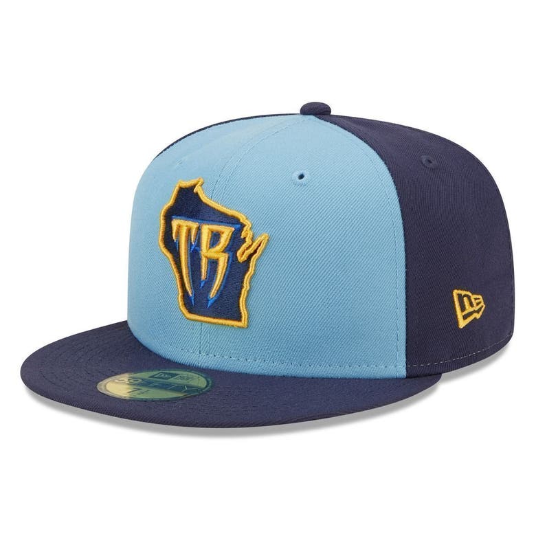 New Era Light Blue/navy Wisconsin Timber Rattlers Theme Night 59fifty Fitted Hat In Light Blue