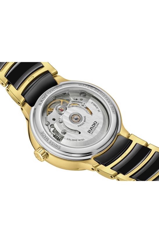 Shop Rado Centrix Automatic Diamond Bracelet Watch, 35mm In Black/ Gold