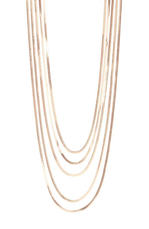 Five-Row Layered Snake Chain Layered Necklace