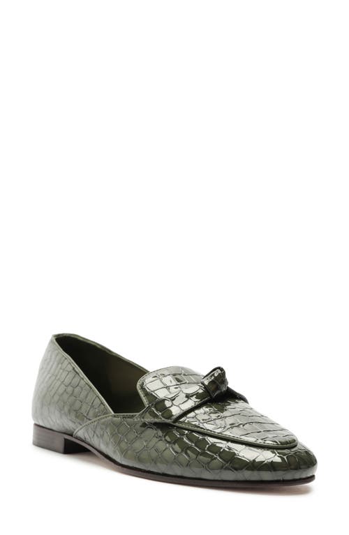 Shop Alexandre Birman Clarita Belgian Croc Embossed Loafer In Sage Leaf