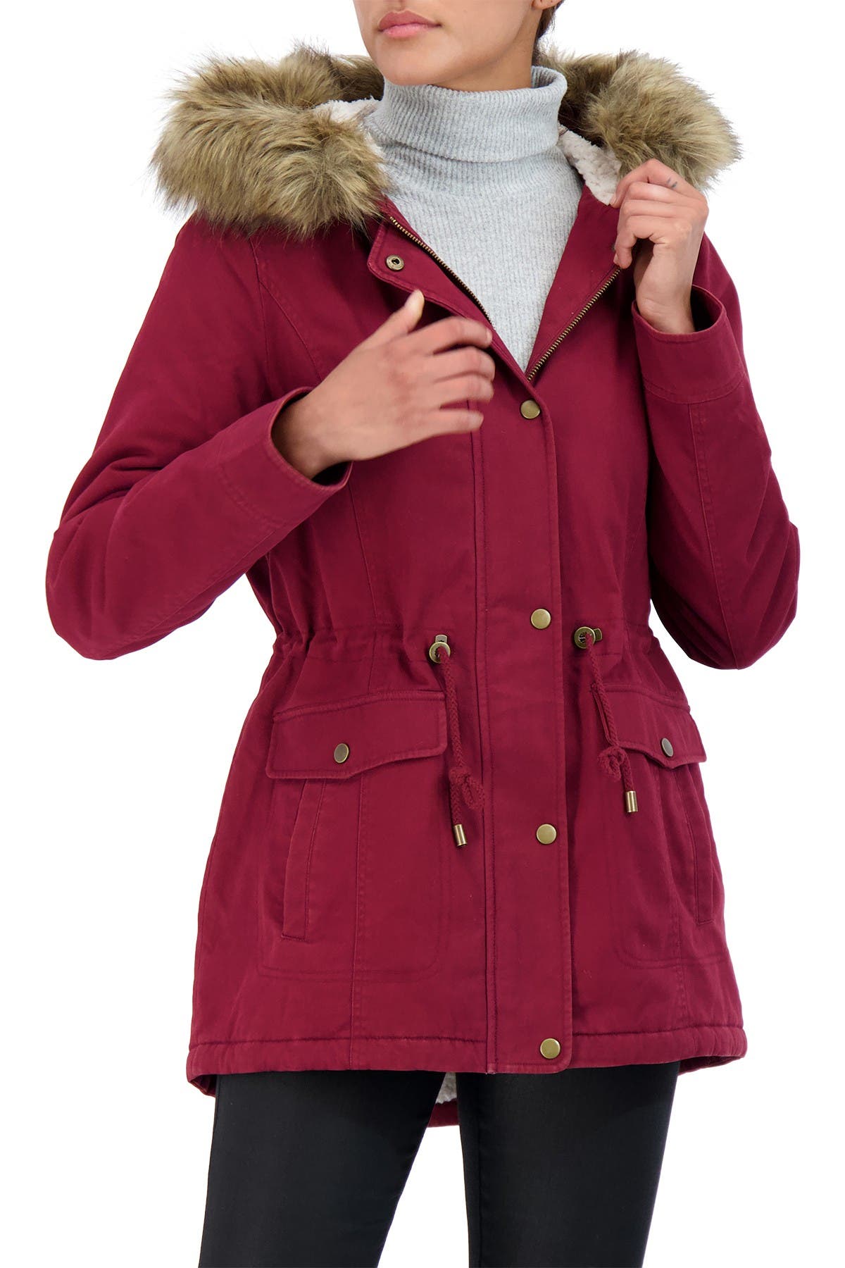 red fur lined parka