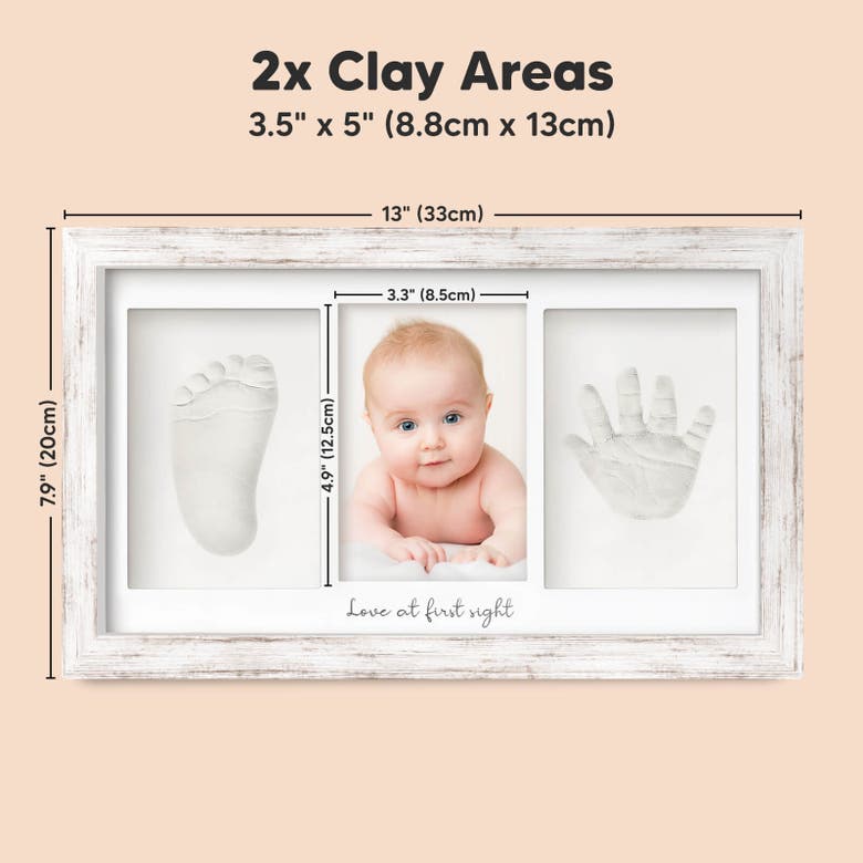 Shop Keababies Baby Handprint & Footprint Keepsake Duo Frame In Vintage White