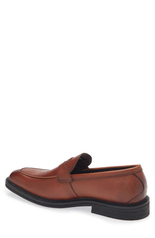 Karl Lagerfeld Paris Apron Toe Saffiano Leather Penny Loafer In Cognac