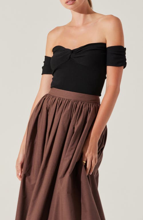 Shop Astr The Label Twist Front Off The Shoulder Top In Black