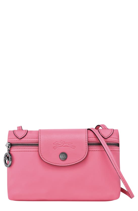 Shop Longchamp Extra Small Le Pliage Leather Crossbody Bag In Pink