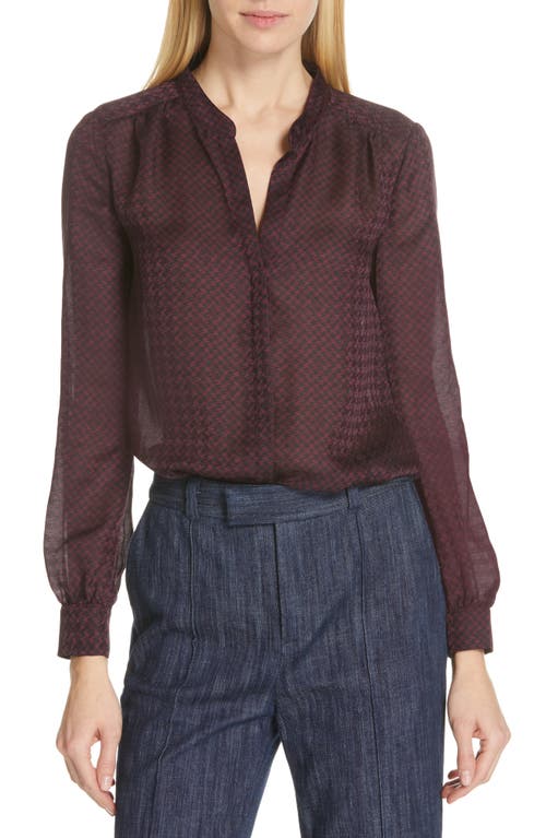 Mintee Houndstooth Check Blouse in Blackberry
