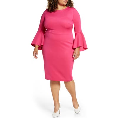 Plus Size Eloquii Flare Sleeve Scuba Sheath Dress