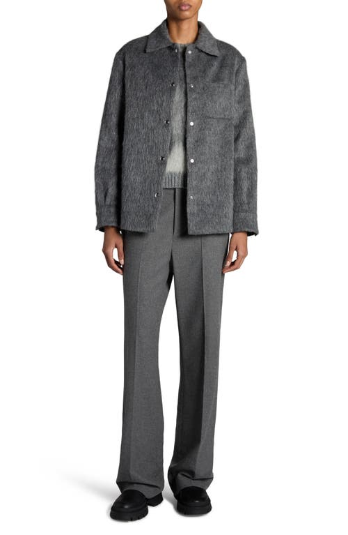 Shop Moncler Fuzzy Shirt Jacket In Intense Gray Melange