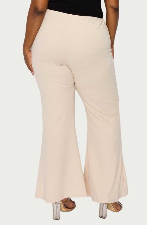 L I V D Button High Waist Flare Pants In Taupe