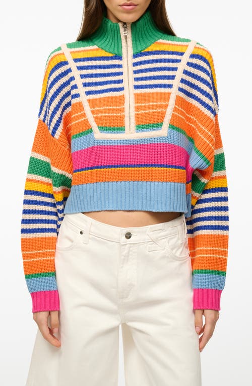 Stripe Crop Cotton Blend Sweater in Multi Bayadere Stripe