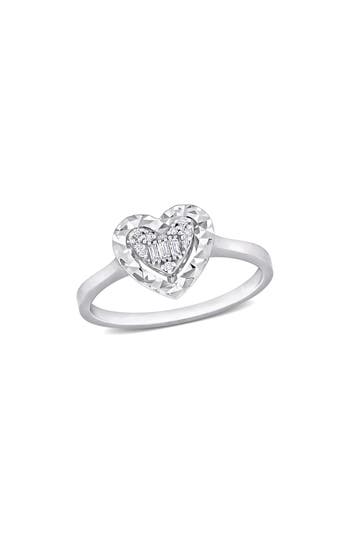 Delmar Diamond Heart Shape Ring In Silver/clear