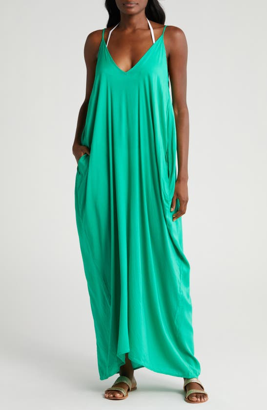 Shop Elan V-back Cover-up Maxi Dress In Green Bright
