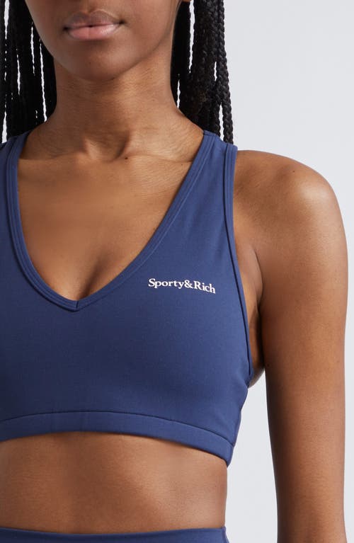 Shop Sporty And Rich Sporty & Rich Logo Sports Bra In Navy