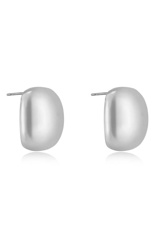 Shop Ettika Minimalist Curved Square Drop Earrings In Rhodium