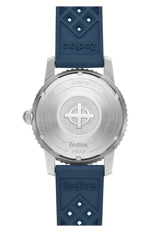 Zodiac Compression Diver Automatic Rubber Strap Watch, 40mm In Blue