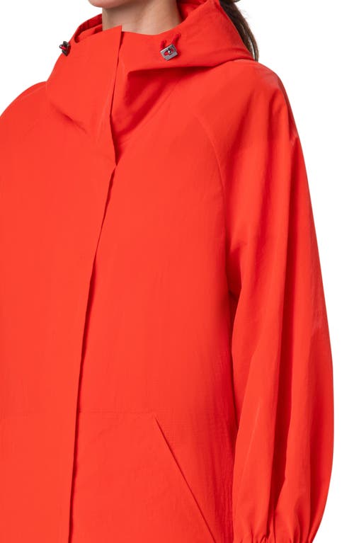 Shop Akris Zachary Water Repellent Taffeta Hooded Long Parka In Poppy