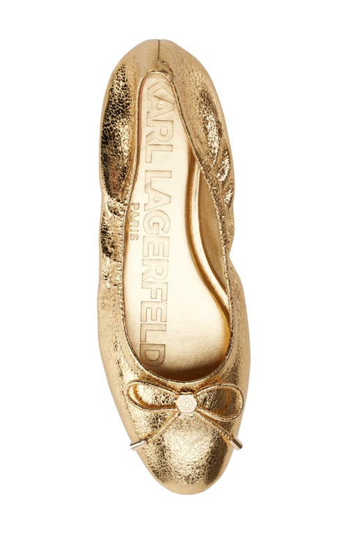 Shop Karl Lagerfeld Paris Velma Metallic Ballet Flat In Gold