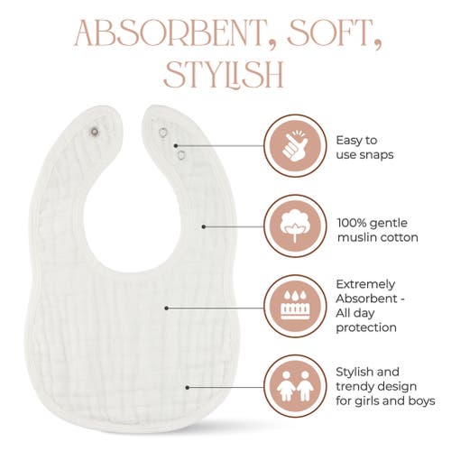 Comfy Cubs Muslin Bibs In White