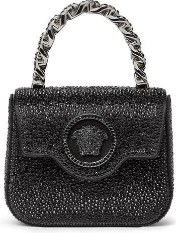 Versace Black Patent Leather La Medusa Mini Crossbody Bag