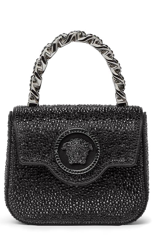 Versace Mini Crystal La Medusa Handbag in Black/Ruthenium