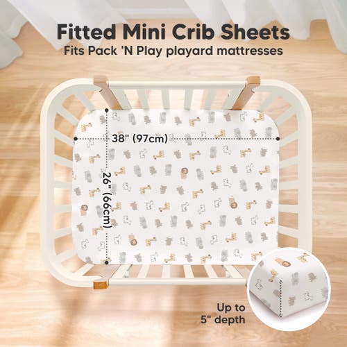 Keababies 2-pack Soothe [protect+] Waterproof Mini Crib Sheets In Keasafari