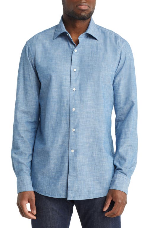 Peter Millar Crown Crafted Selvedge Cotton Chambray Button-Up Shirt Light at Nordstrom,