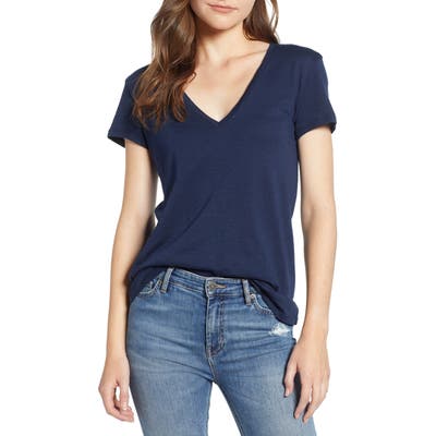 Amour Vert Joline V-Neck Tee, Blue
