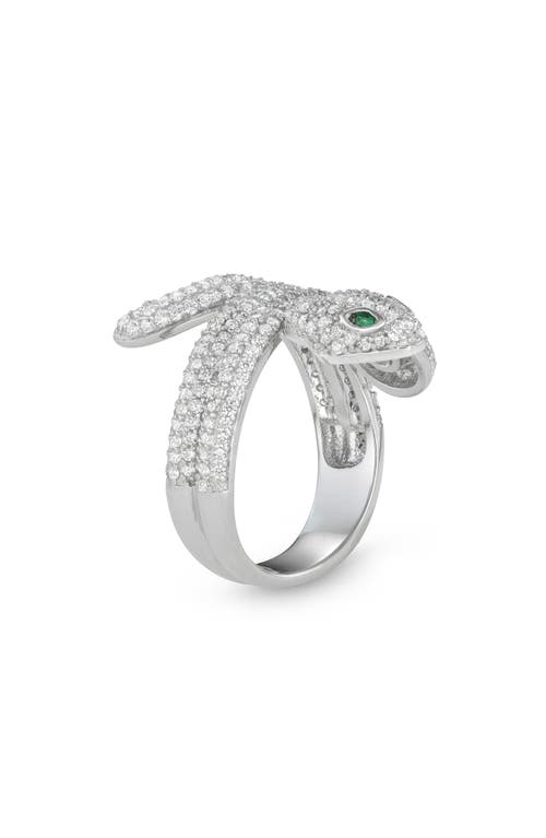 Fzn Cubic Zirconia Snake Ring In Silver