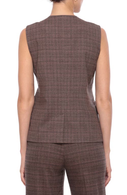 Shop Bagatelle Plaid Vest In Dark Brown