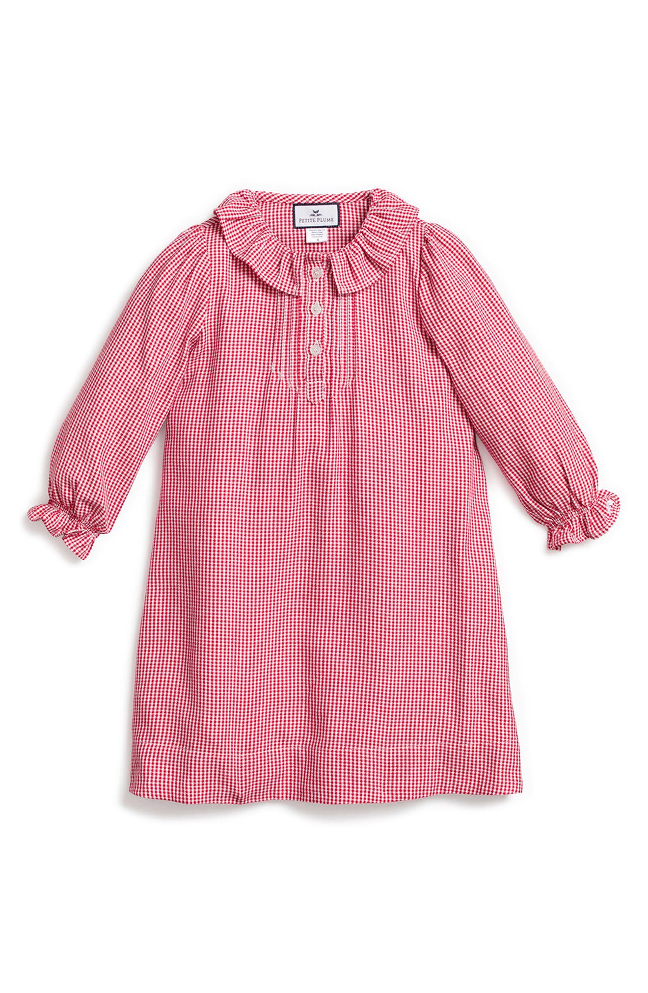 1940s Children’s Clothing: Girls, Boys, Baby, Toddler Petite Plume Kids Gingham Flannel Nightgown Size 5Y in Red at Nordstrom $48.00 AT vintagedancer.com