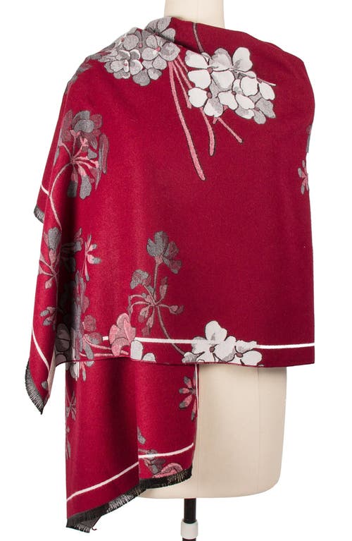 Saachi Floral Reversible Scarf In Grey/red/pink