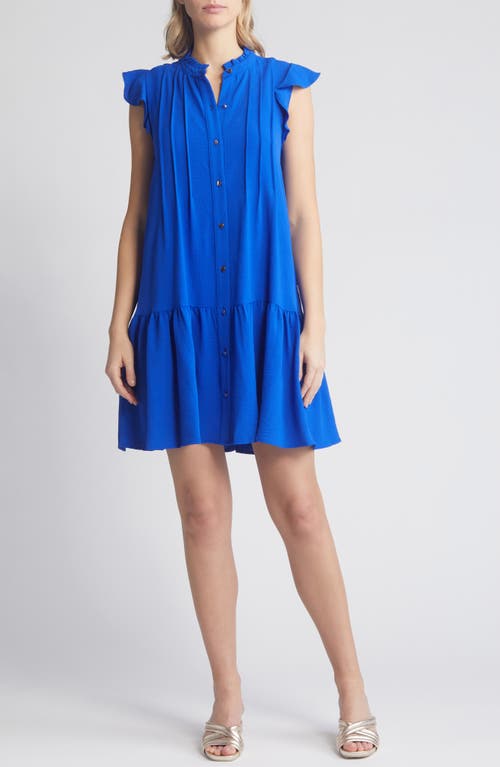 Julia Jordan Flutter Sleeve Button Front Shift Dress Cobalt at Nordstrom,