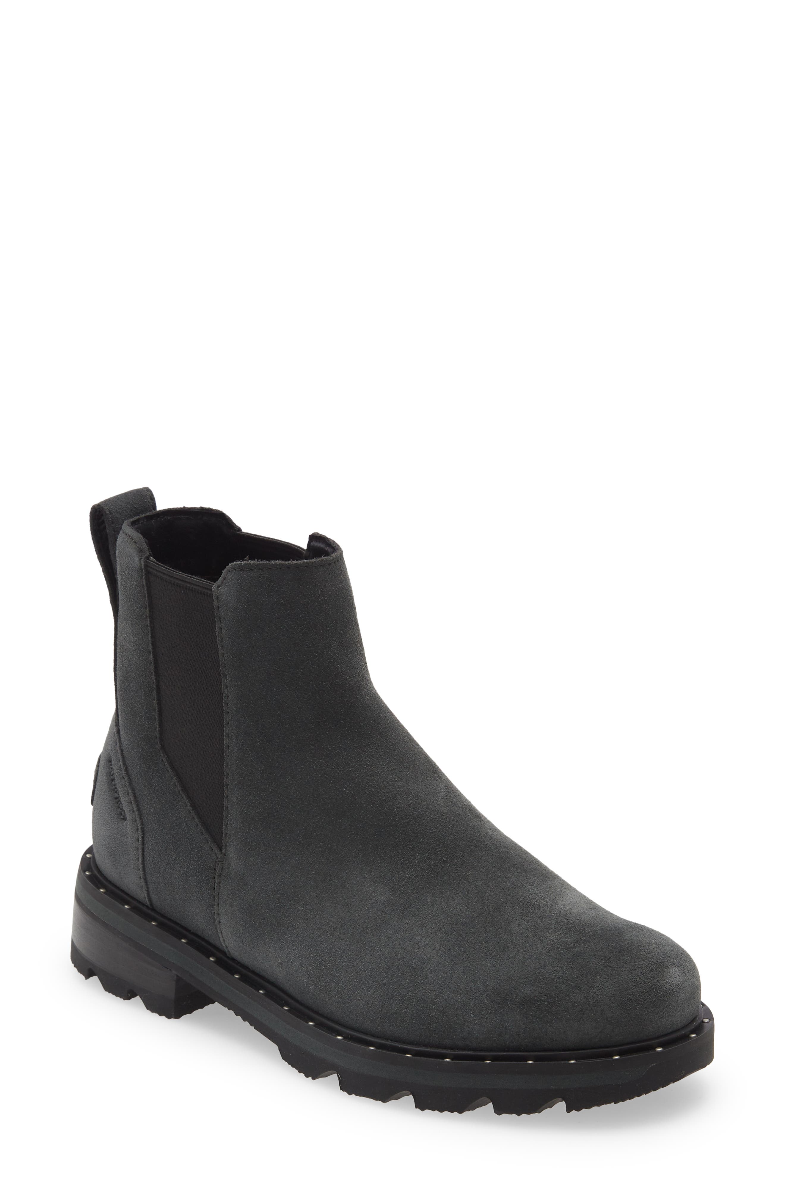 Size 6.5 SOREL Lennox(TM) Chelsea Waterproof Bootie,  in Dark Moss Black at Nordstrom